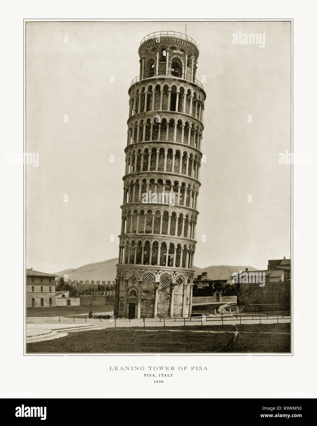 Torre Pendente, Pisa, Italia, antichi Fotografia Italiana, 1893 Foto Stock