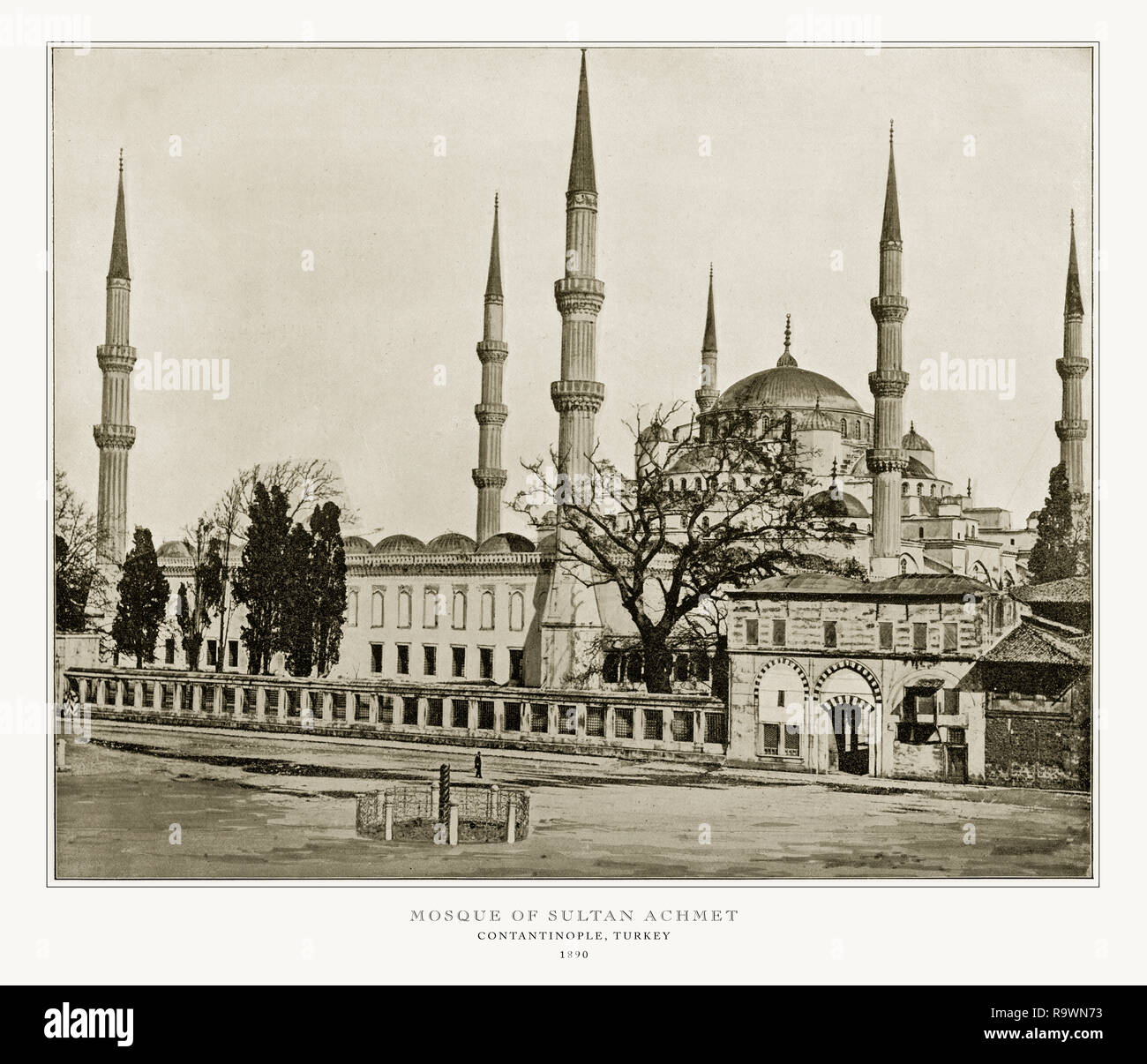 Moschea del Sultano Achmet, Istanbul, Turchia, turchi antichi fotografia, 1893 Foto Stock