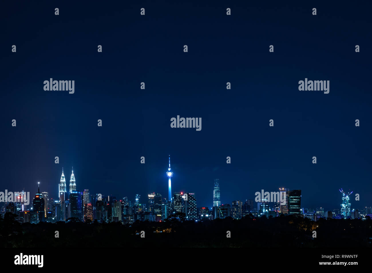 Kuala Lumpur Cityscape vista di notte Foto Stock