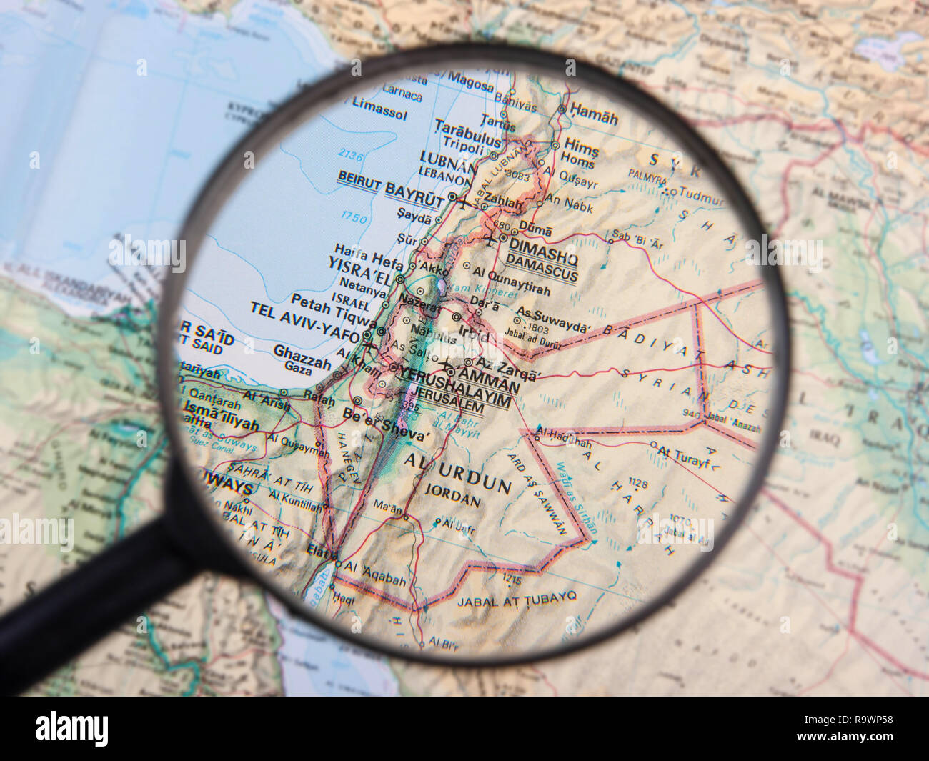 Medio Oriente sotto alla lente di ingrandimento Foto Stock