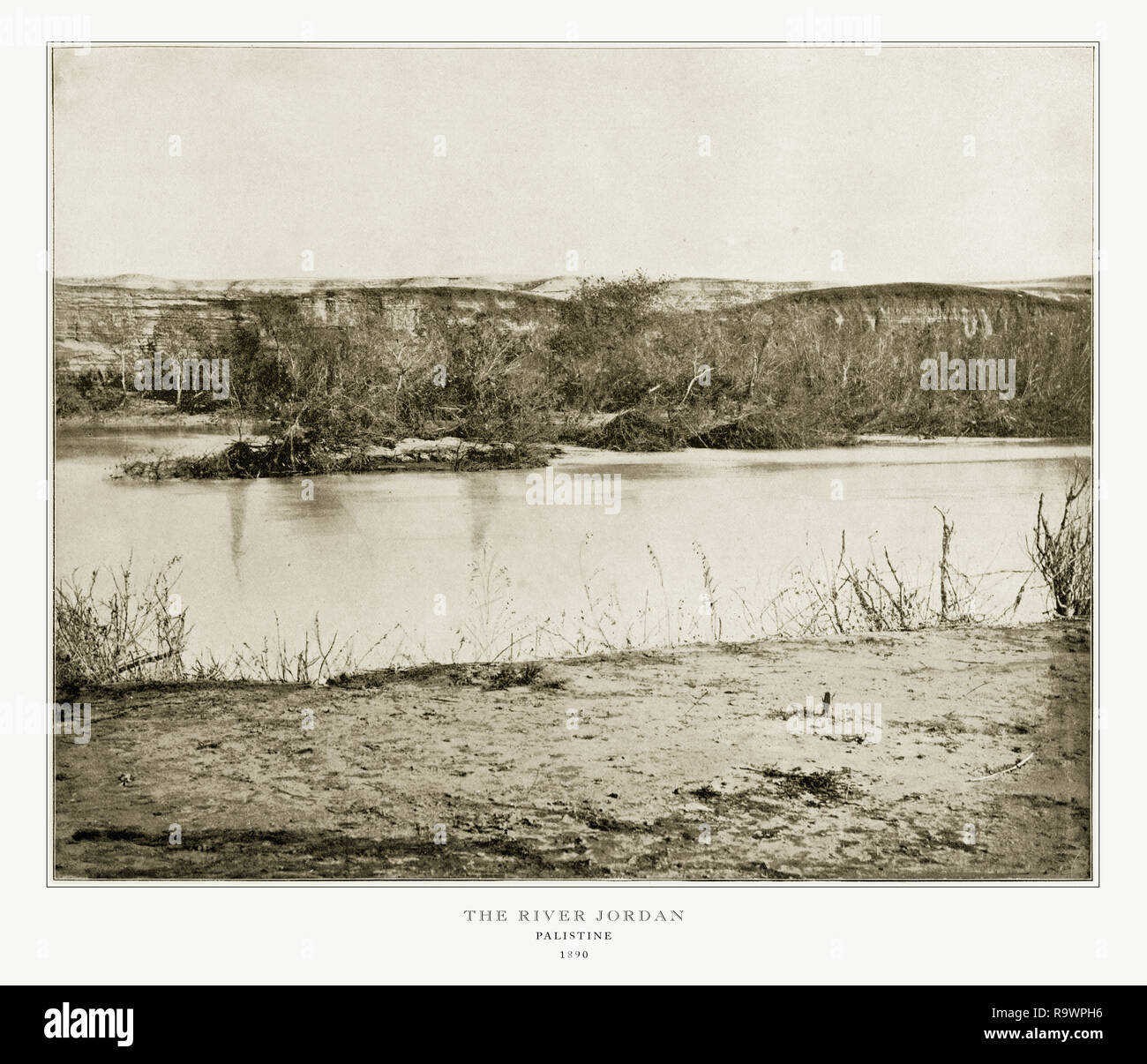 Il fiume Giordano, Palestina, antica Palestina fotografia, 1893 Foto Stock