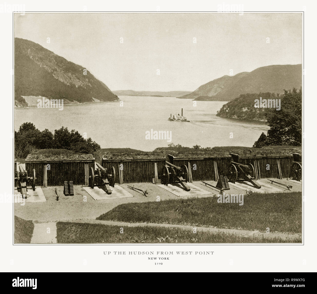 Fiume Hudson a West Point, New York, Stati Uniti, antichi fotografia americana, 1893 Foto Stock