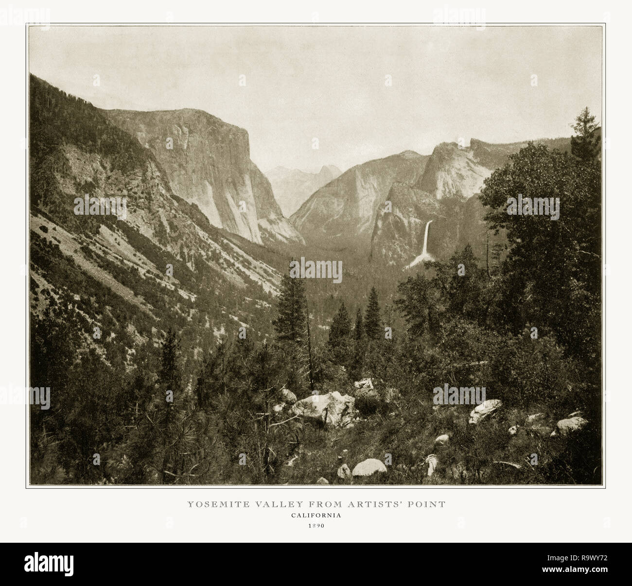 Yosemite Valley da artisti' Point, California, Stati Uniti, antichi fotografia americana, 1893 Foto Stock