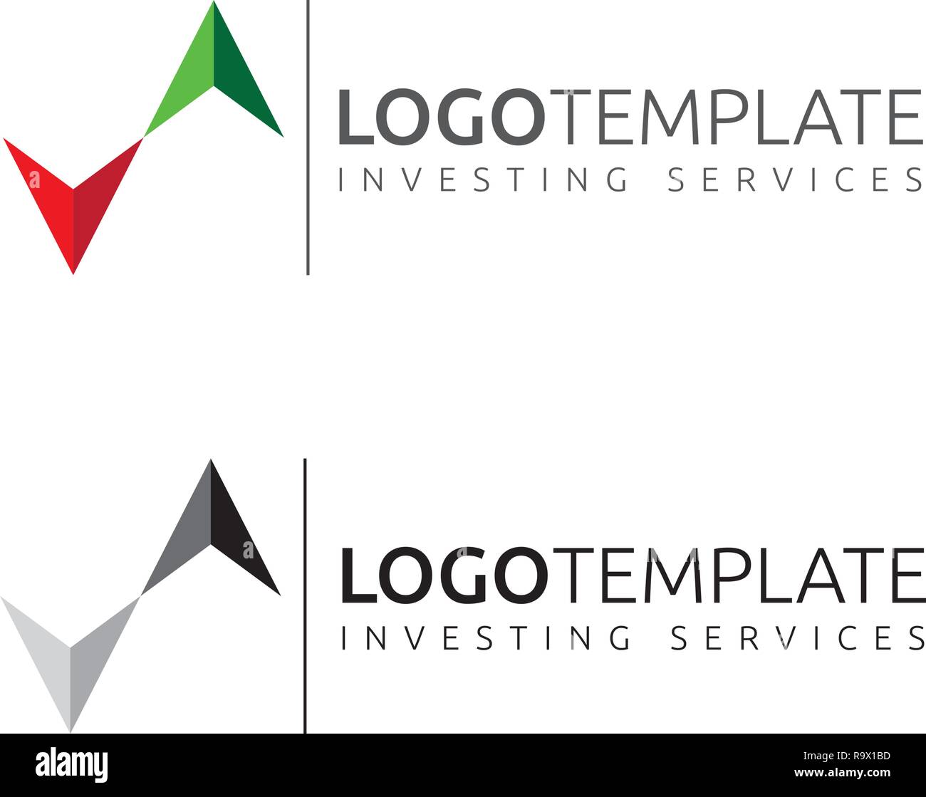 Vector logo azienda modello per finanziari e di investimento di affari con le frecce rosse e verdi Illustrazione Vettoriale