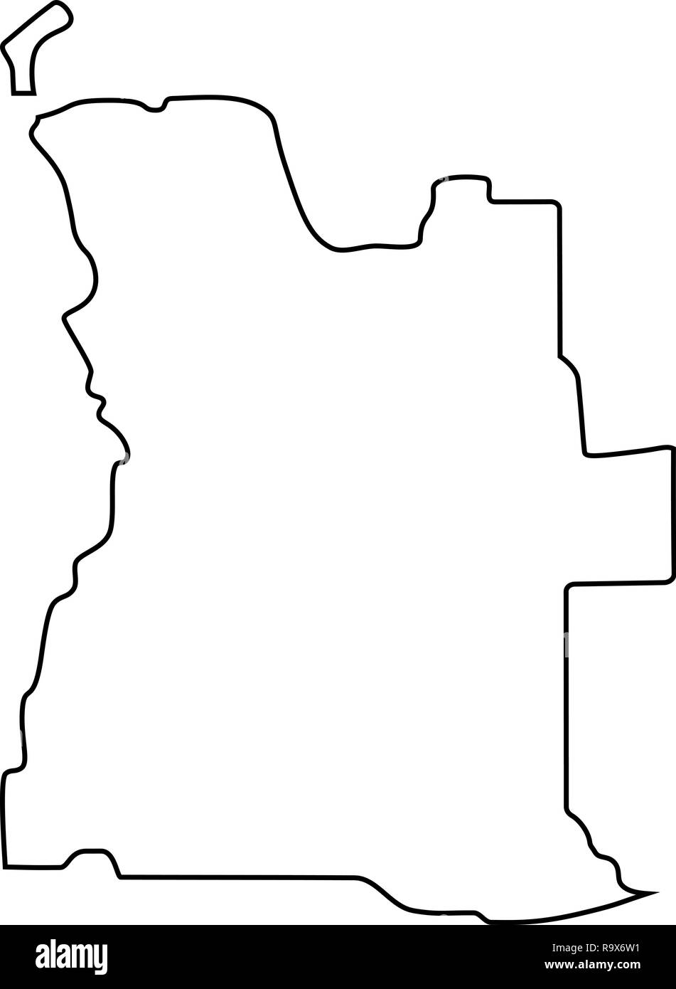 Mappa di Angola - contorno. Silhouette di Angola mappa illustrazione vettoriale Illustrazione Vettoriale