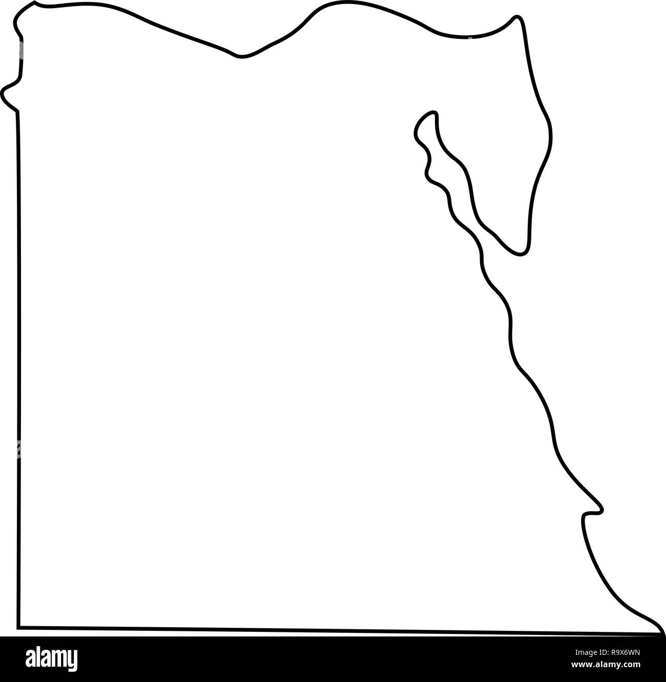 Mappa di Egitto - contorno. Silhouette di Egitto mappa illustrazione vettoriale Illustrazione Vettoriale