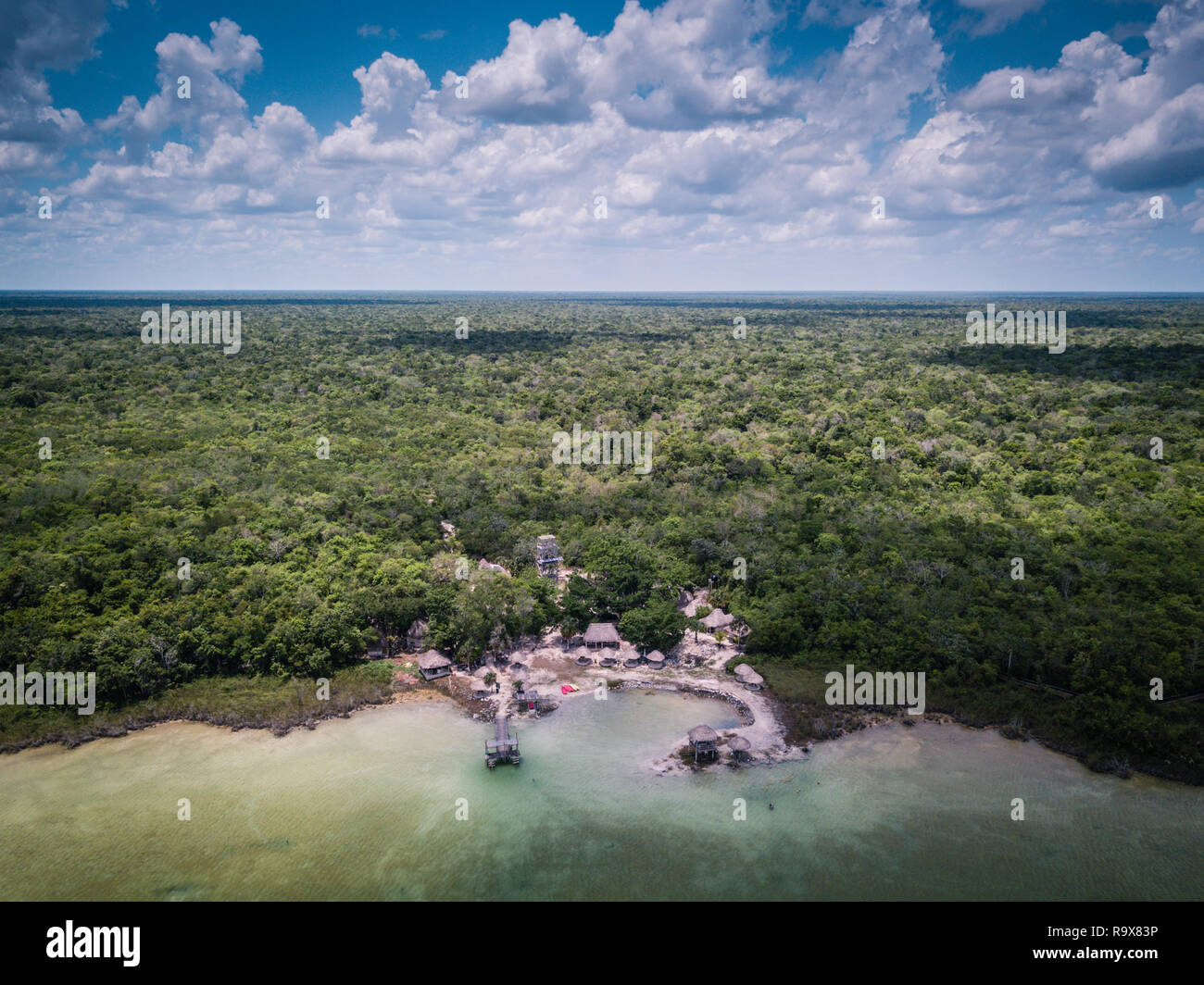 Messico Drone Laguna Yucatan Foto Stock