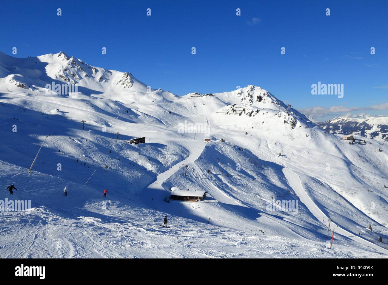 Austria sci. Bad Hofgastein ski resort. Alti Tauri (Hohe Tauern) gamma di montagna nelle Alpi. Foto Stock