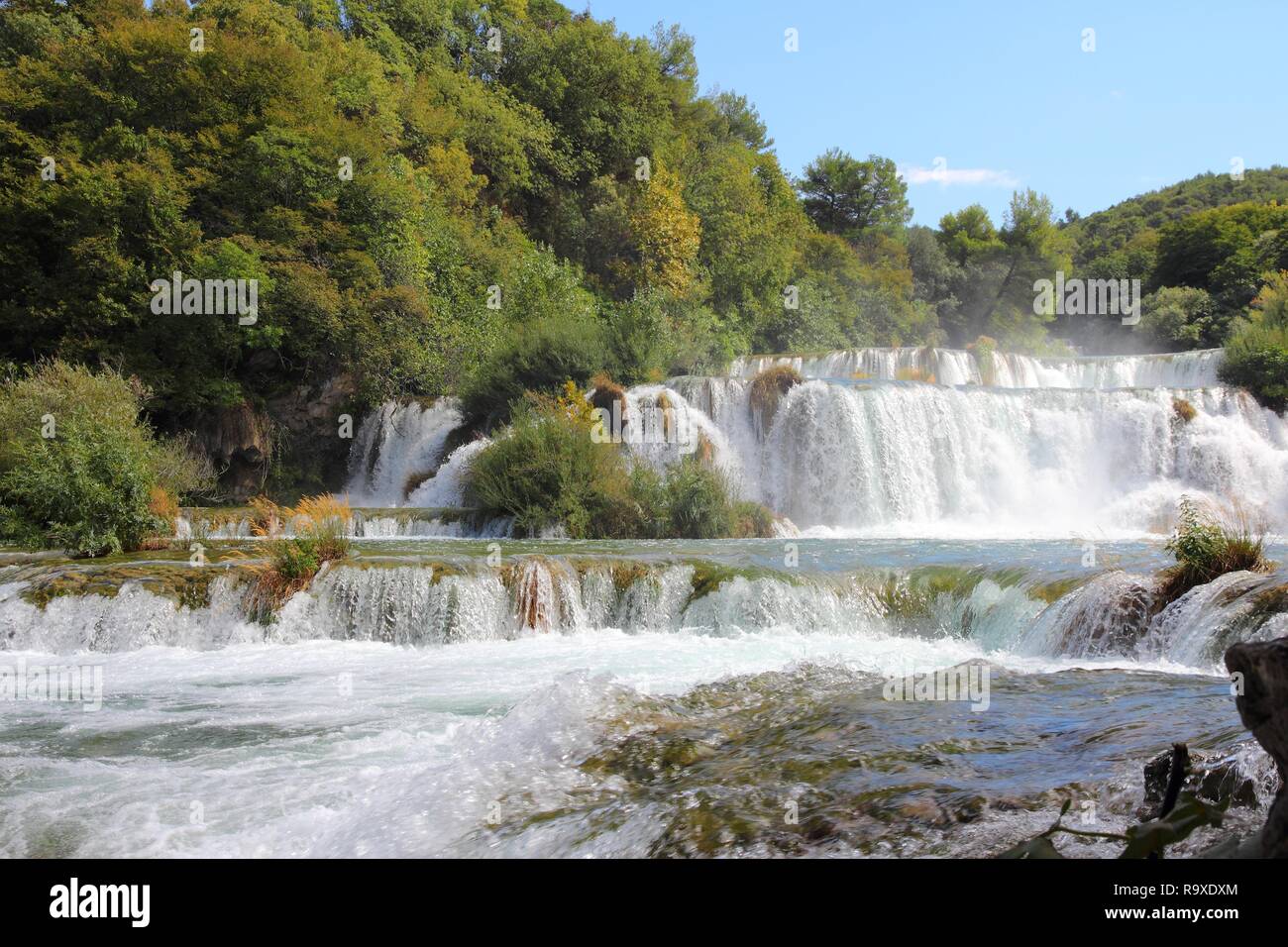 Croazia - Parco Nazionale di Krka in Dalmazia. Belle cascate. Foto Stock