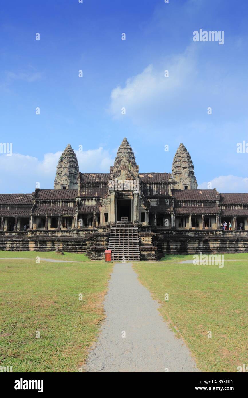 Angkor Wat - tempio Khmer in Siem Reap provincia, Cambogia, sud-est asiatico. UNESCO - Sito Patrimonio dell'umanità. Foto Stock
