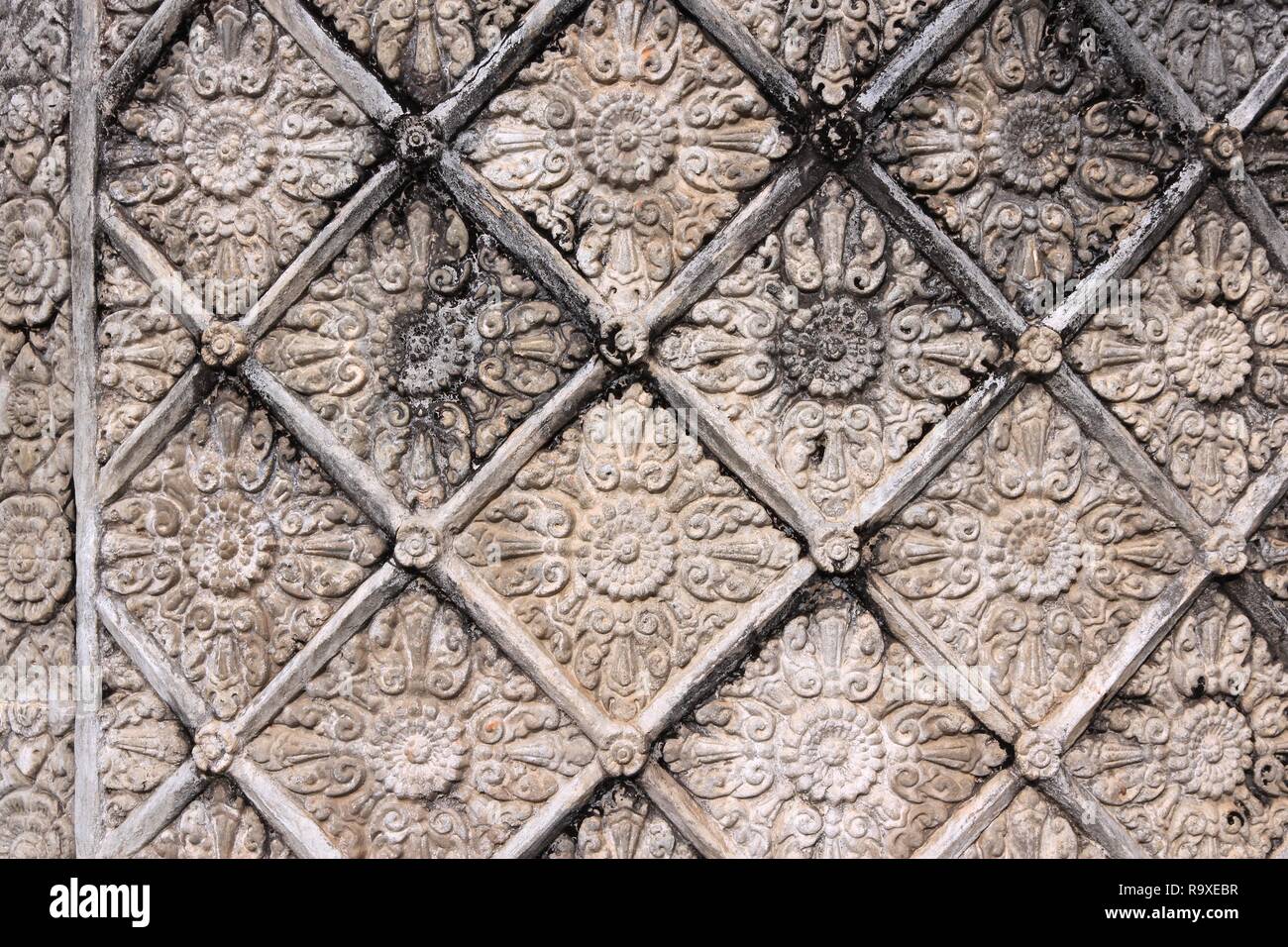 Angkor Wat arte floreale - tempio Khmer in Siem Reap provincia, Cambogia, sud-est asiatico. UNESCO - Sito Patrimonio dell'umanità. Foto Stock