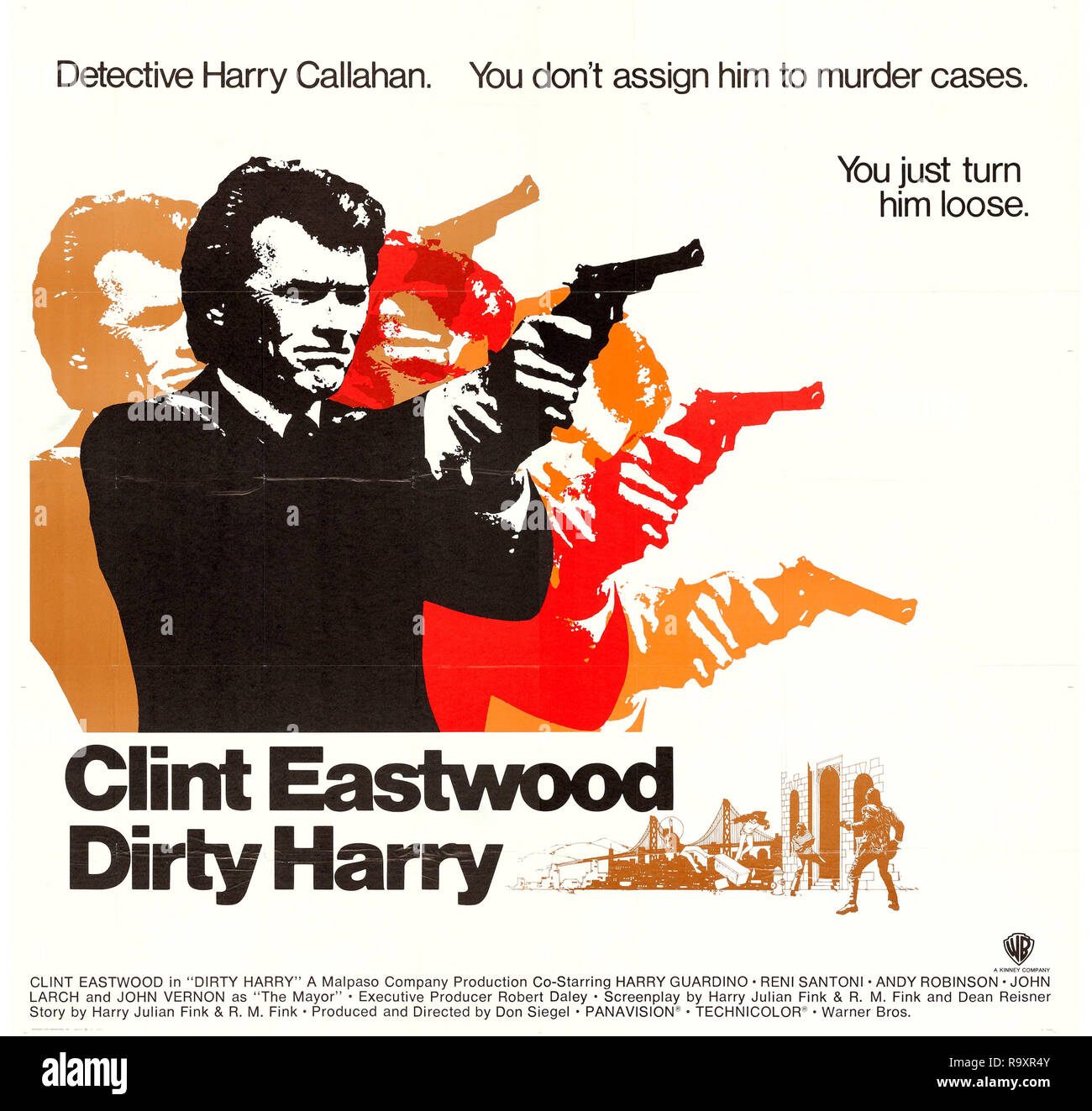 Dirty Harry (Warner Brothers, 1971) Poster Clint Eastwood Riferimento File # 33635 943THA Foto Stock