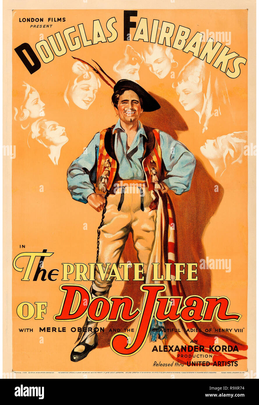 La vita privata di Don Juan (United Artists, 1934) Poster Douglas Fairbanks Riferimento File # 33635 974THA Foto Stock