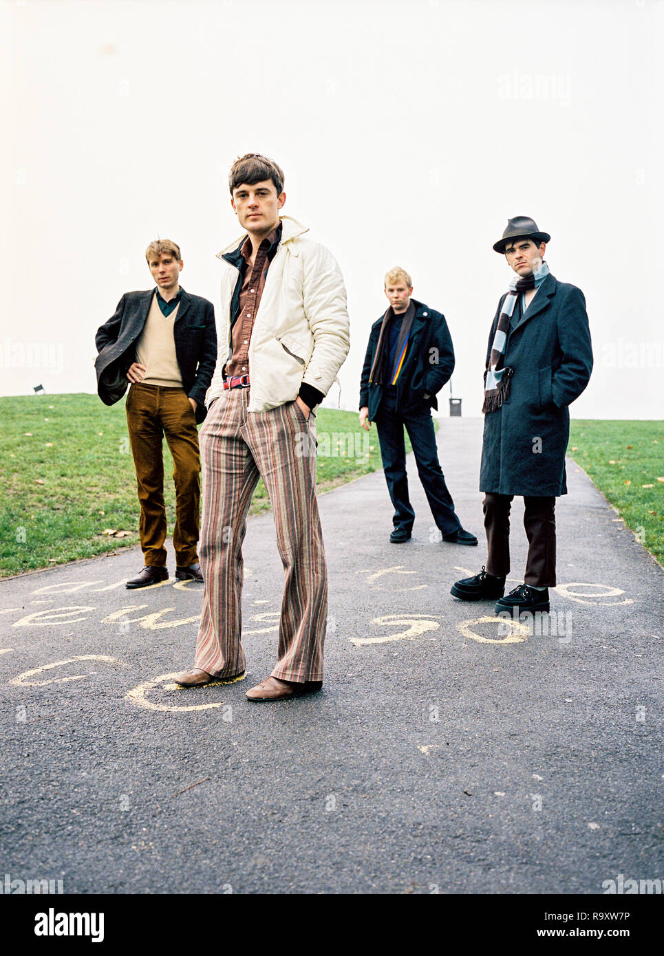 Franz Ferdinand,Scottish rock band, fotografato in Primrose Hill, Londra, Inghilterra, Regno Unito. Foto Stock