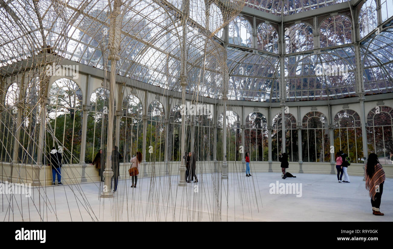 Palacio de Cristal, El Retiro Park, Madrid, Spagna Foto Stock