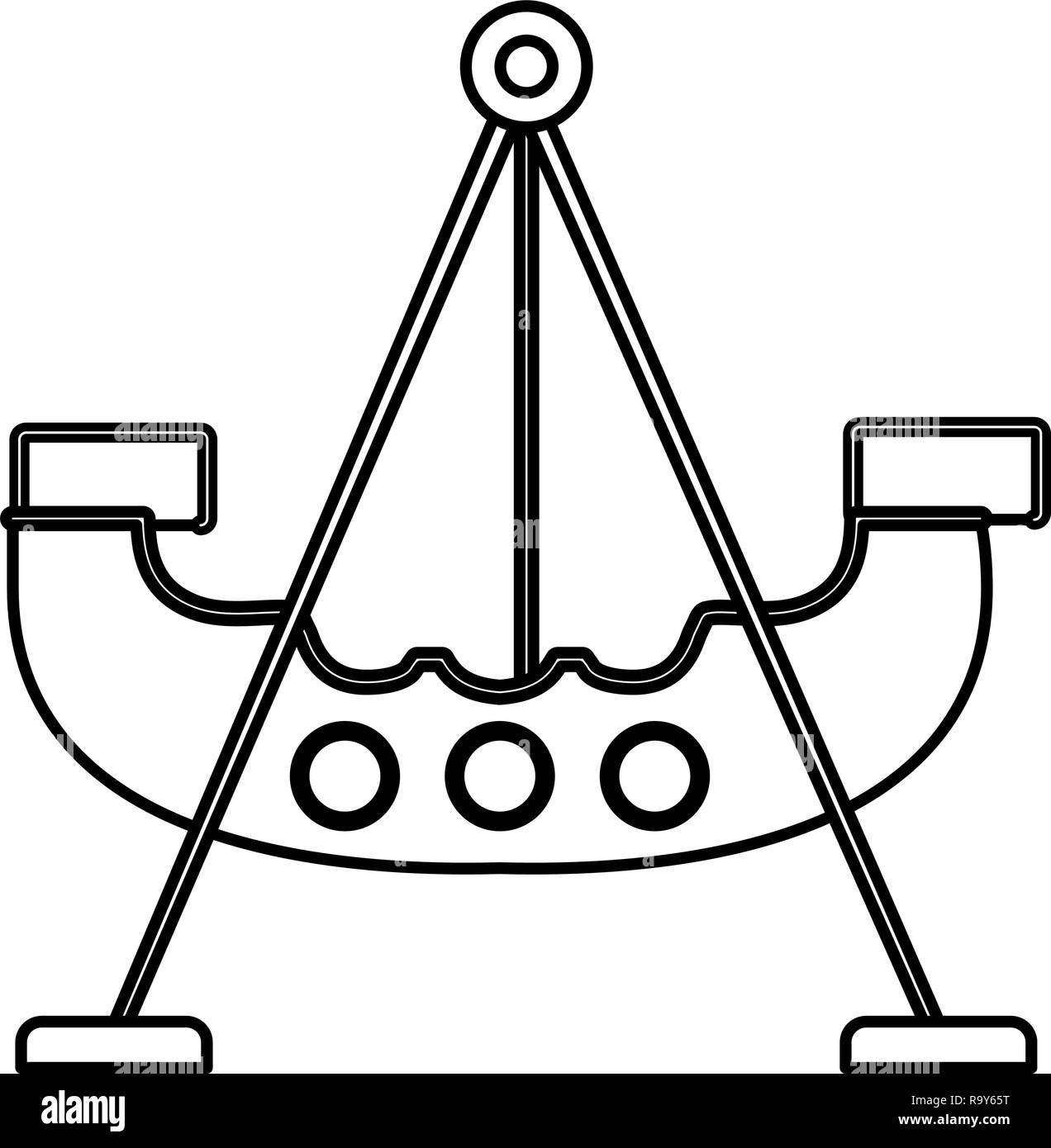 La nave dei pirati del parco dei divertimenti di illustrazione vettoriale design Illustrazione Vettoriale