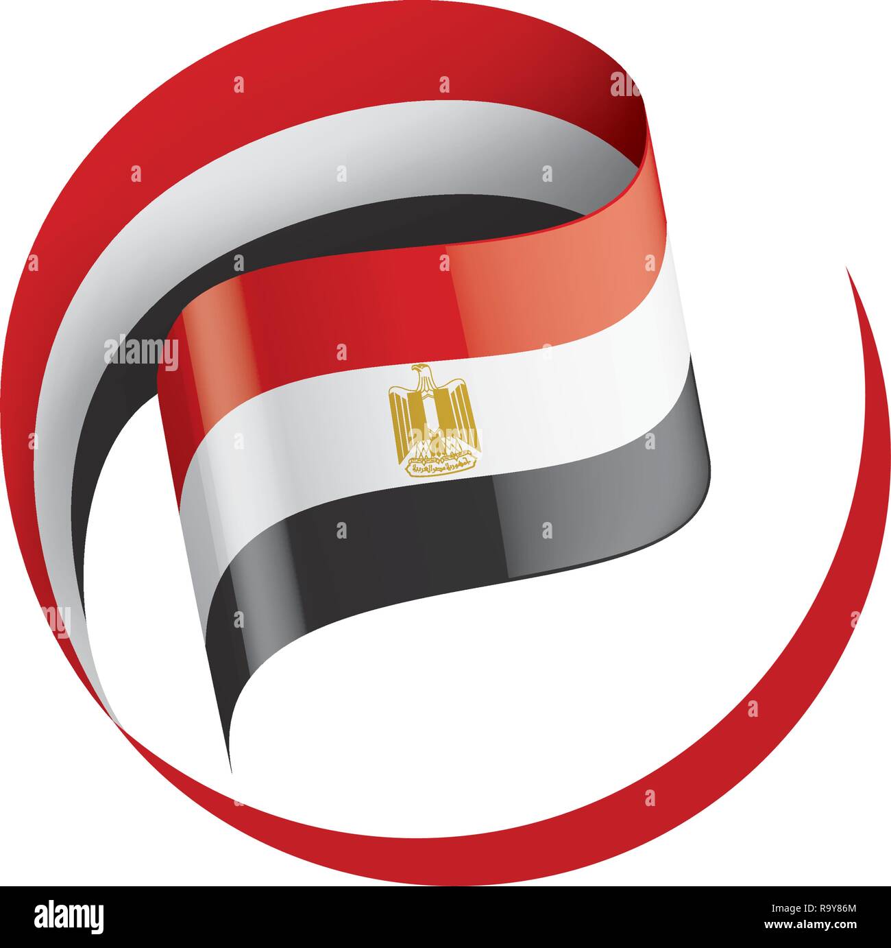 Bandiera dell'Egitto, illustrazione vettoriale su sfondo bianco Illustrazione Vettoriale