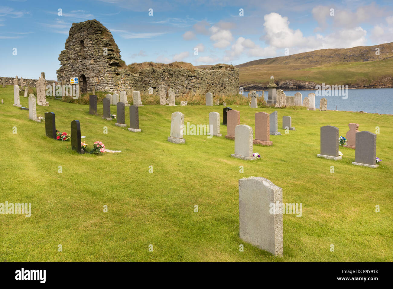 San Olaf è la Chiesa, Lund, Unst, isole Shetland, Regno Unito Foto Stock