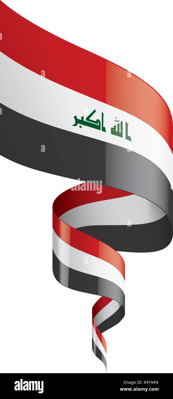 Bandiera irachena, illustrazione vettoriale su sfondo bianco Illustrazione Vettoriale