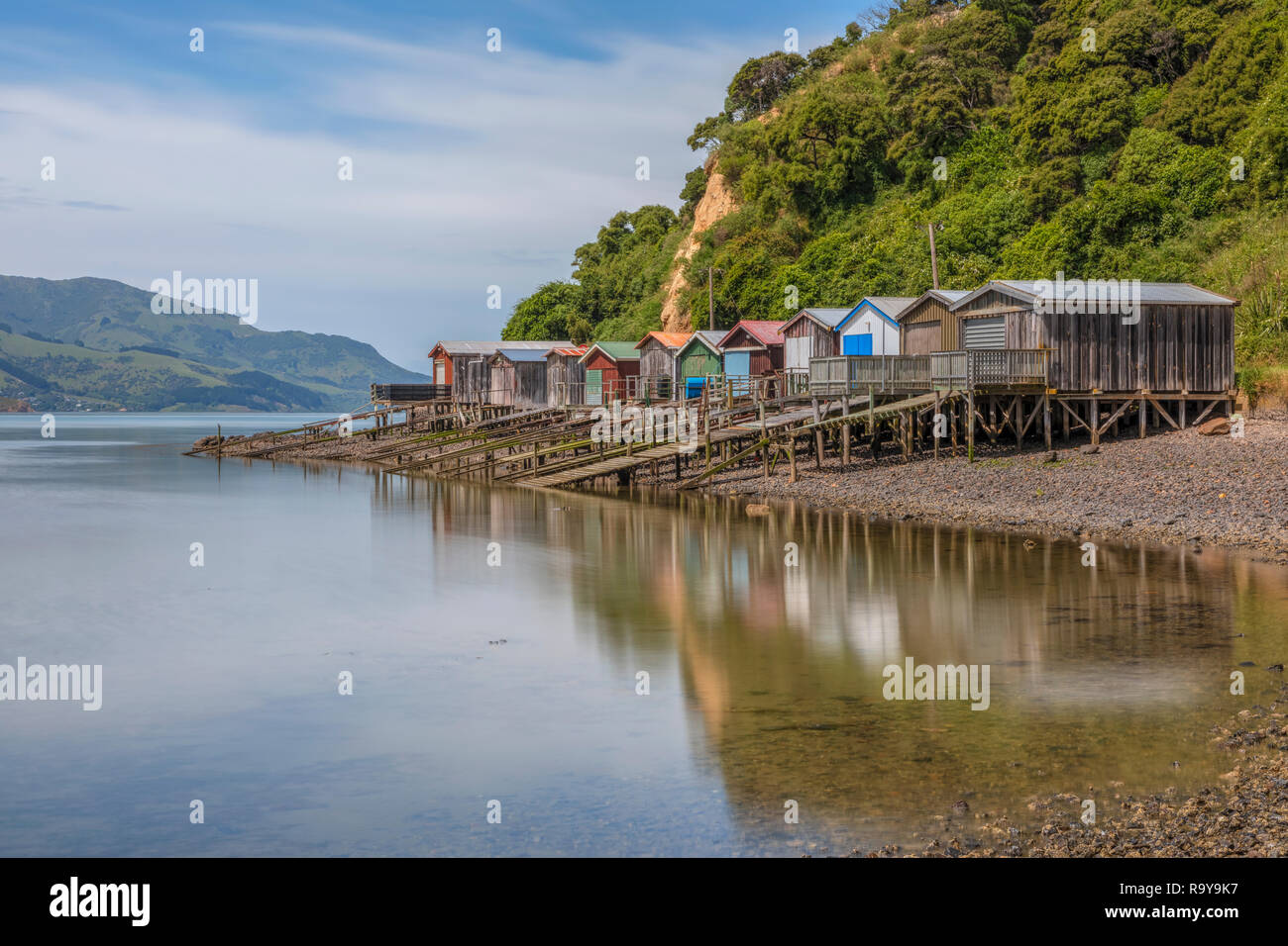 Akaroa, Banca Penisola, Christchurch, Isola del Sud, Nuova Zelanda Foto Stock