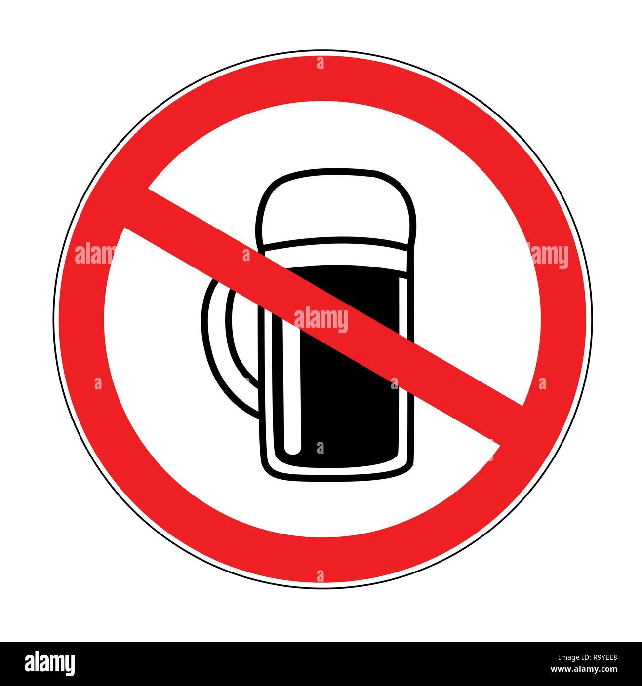 No alcool vietato firmare con la birra isolato su sfondo bianco illustrazione vettoriale Illustrazione Vettoriale