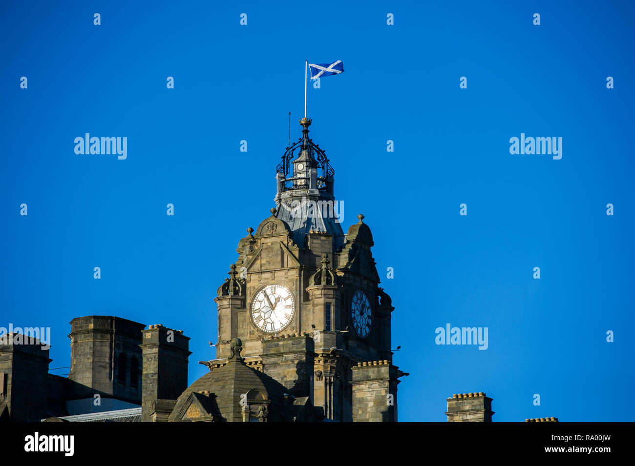 The Balmoral Hotel clock tower, Edimburgo,Sotland. Foto Stock
