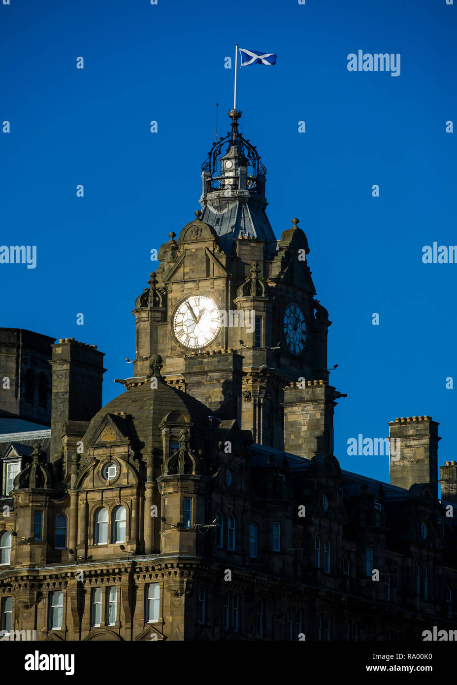 The Balmoral Hotel clock tower, Edimburgo,Sotland. Foto Stock