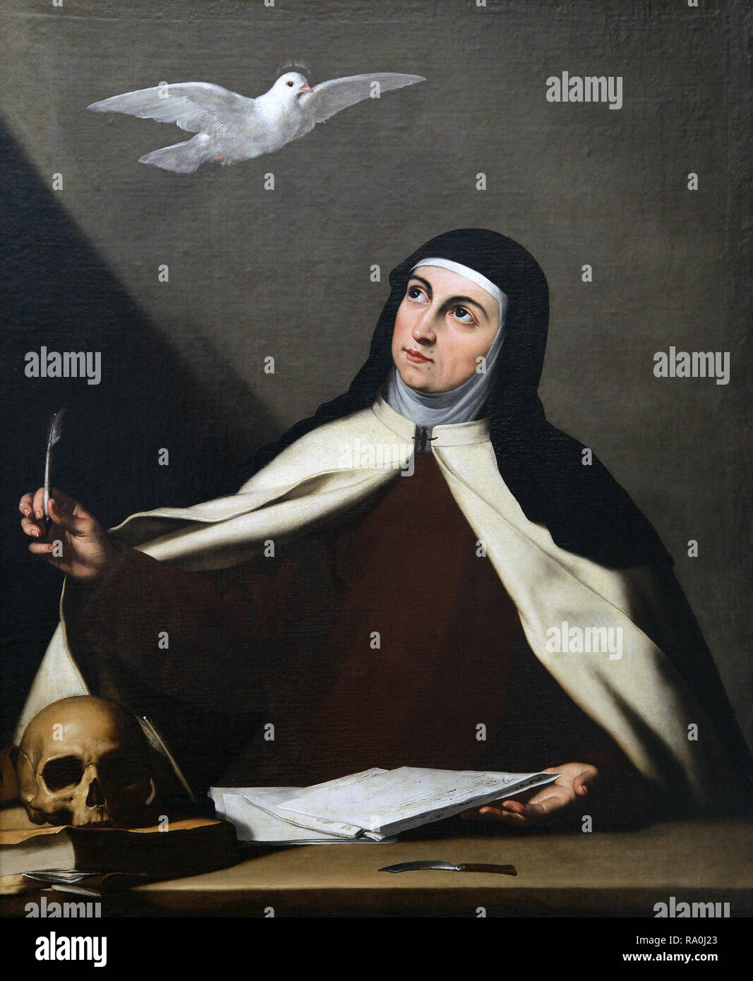 Santa Teresa di Avila.di santa Teresa di Gesù.Teresa Sánchez de Cepeda Y Ahumada 1515 - 1582.dall'artista Jose de Ribera 1591-1652 Foto Stock