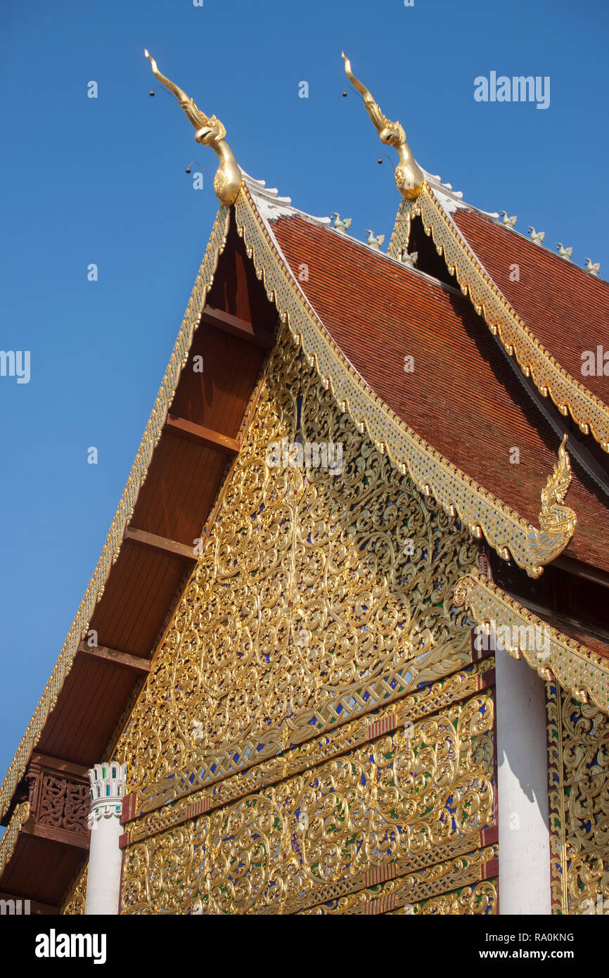 Dettaglio di Wat Chedi Luang tempio, Chiang Mai, Thailandia Foto Stock