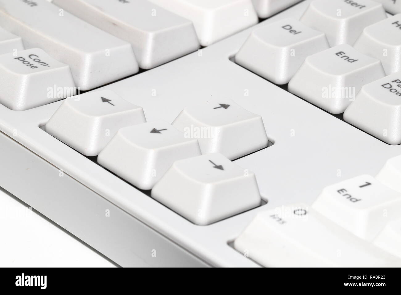 Moderna tastiera per computer. Alcune parti della tastiera bianca per computer, tasto freccia. Foto Stock