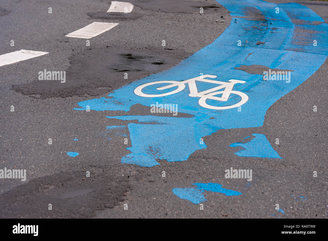 Fahrradweg Straßenmarkierung Foto Stock