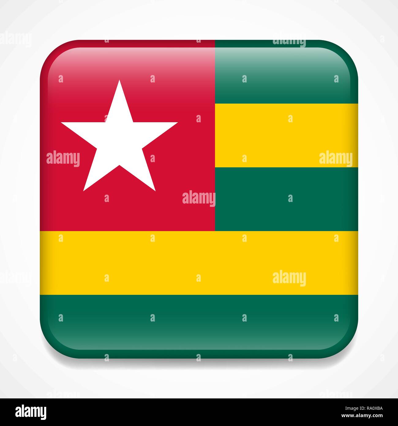 Bandiera del Togo. Piazza badge lucida Illustrazione Vettoriale