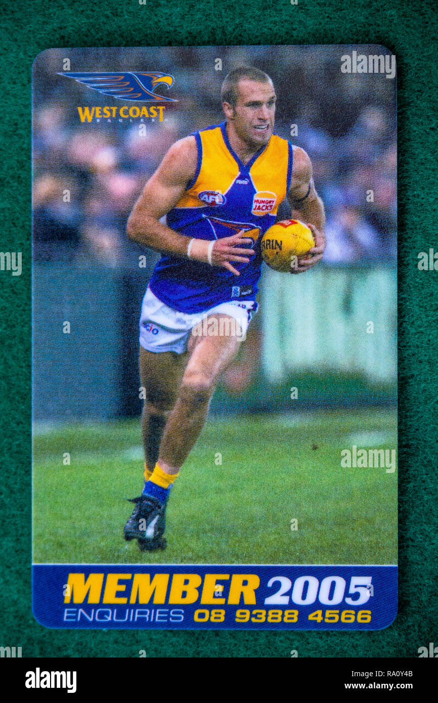 West Coast Eagles Football Club membership card per l'anno 2001. Foto Stock