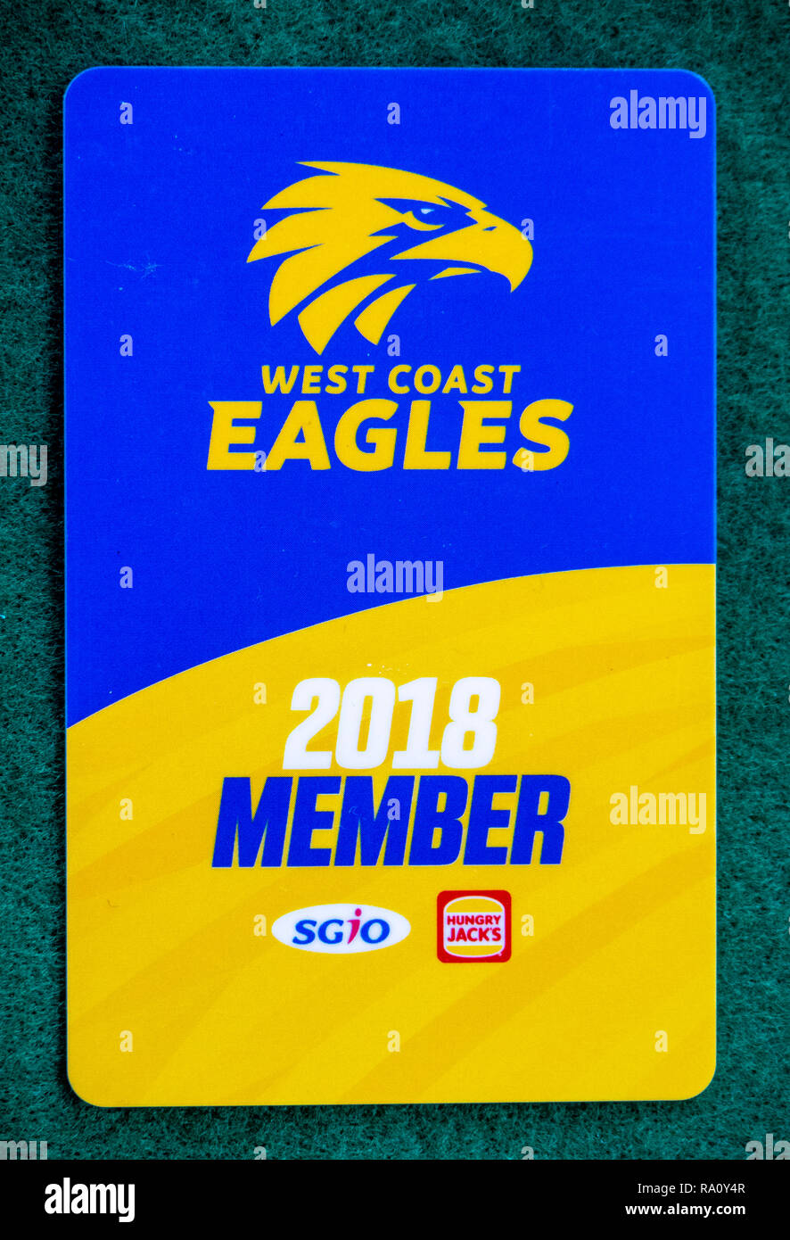 West Coast Eagles Football Club membership card per l'anno 2001. Foto Stock