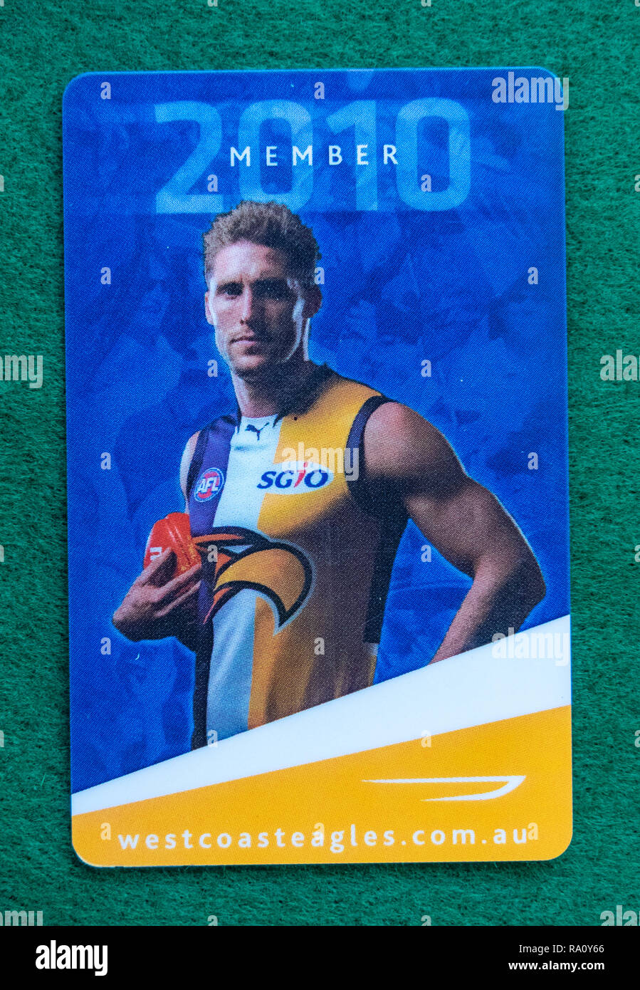 West Coast Eagles Football Club membership card per l'anno 2010. Foto Stock