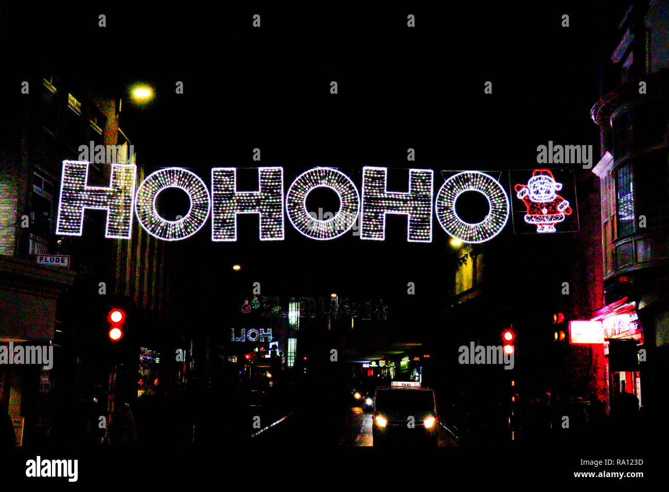 Le luci di Natale in Brighton, Sussex Foto Stock