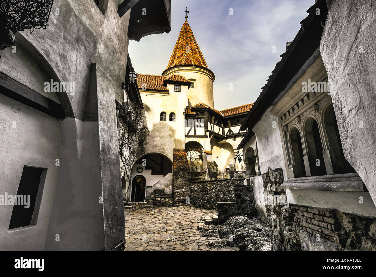 Castello di Bran dove Vlad Dracul utilizzato live, Romania Foto Stock