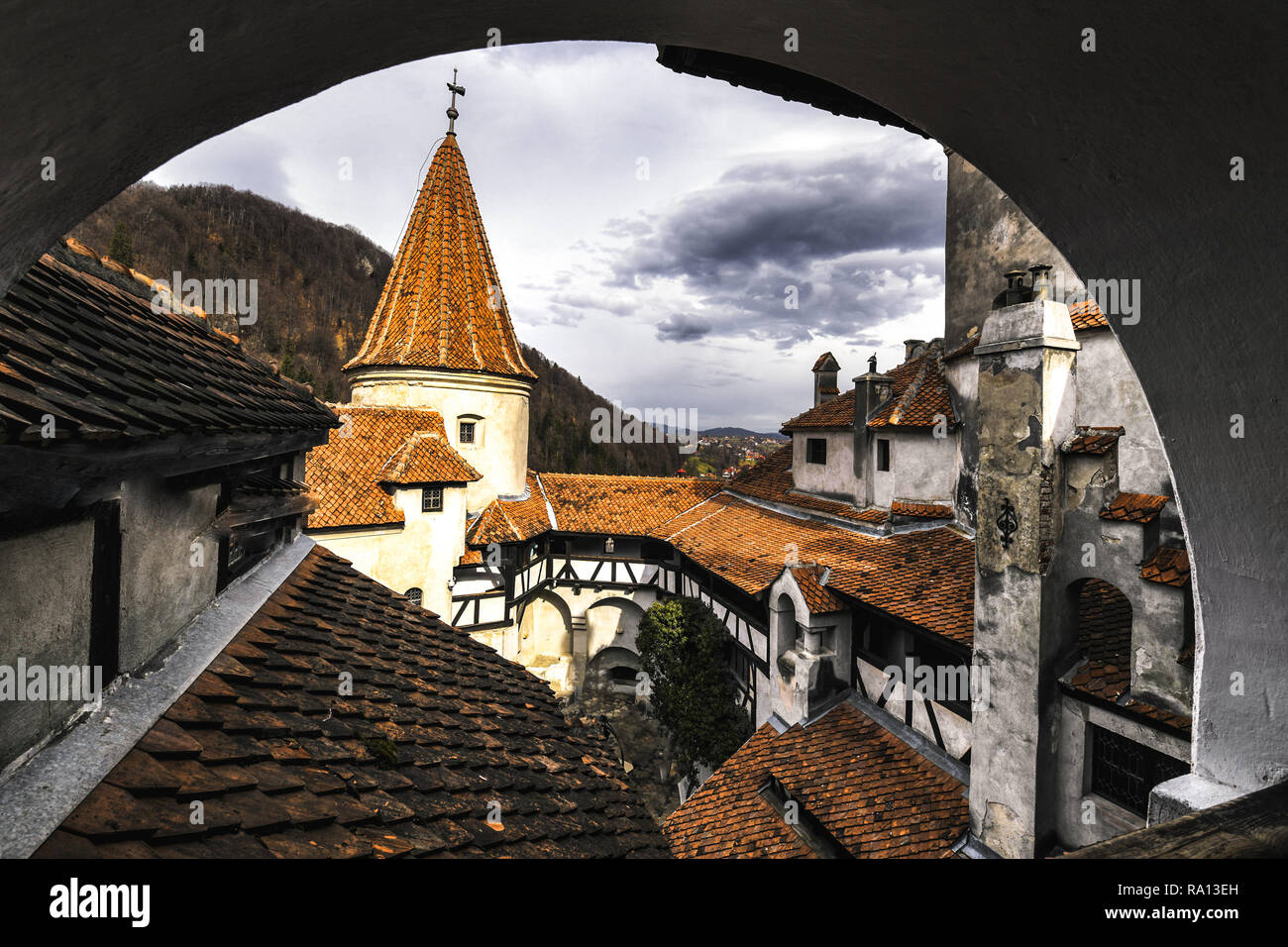 Castello di Bran dove Vlad Dracul utilizzato live, Romania Foto Stock