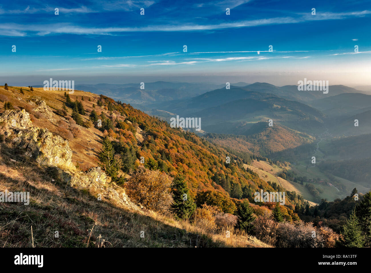 Vista dalla Belchen nella Foresta Nera, Germania Foto Stock