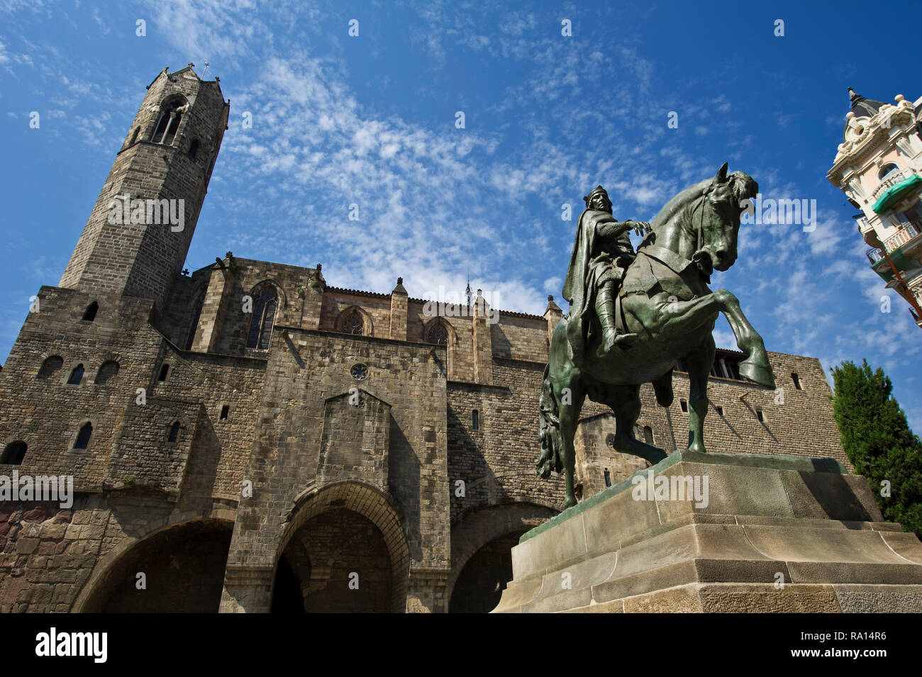 Statua equestre di Ramón Berenguer III di Josep Llimona, Barcellona, Spagna Foto Stock