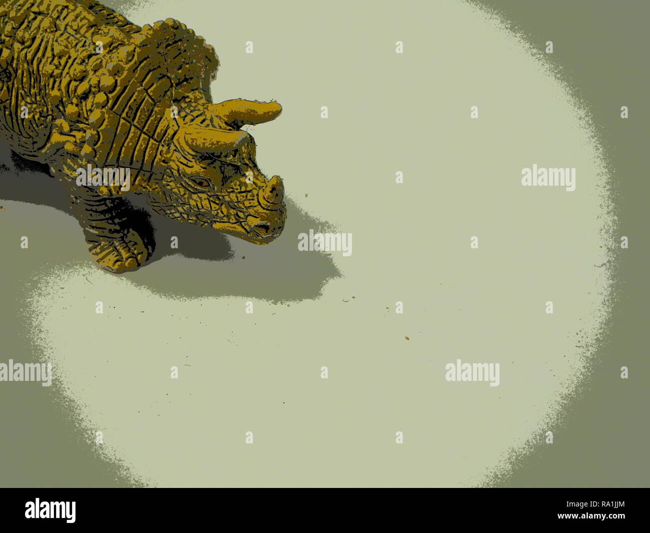 Artistico di laceranti ancora oggetto: Triceratops giocattolo dinosauro Foto Stock