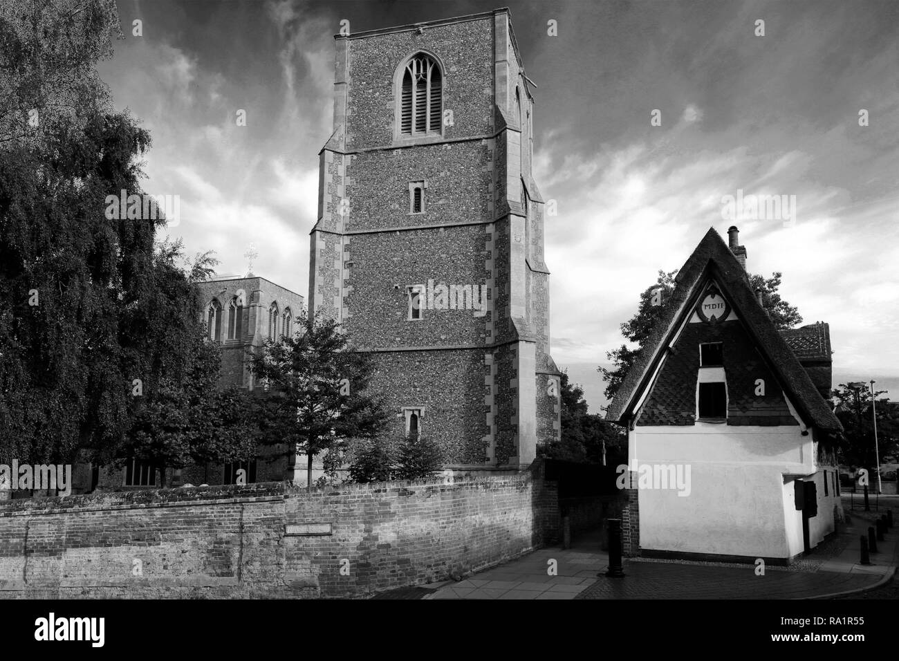 Il campanile della chiesa parrocchiale di San Nicola, Dereham town, North Norfolk; Inghilterra; Regno Unito Foto Stock