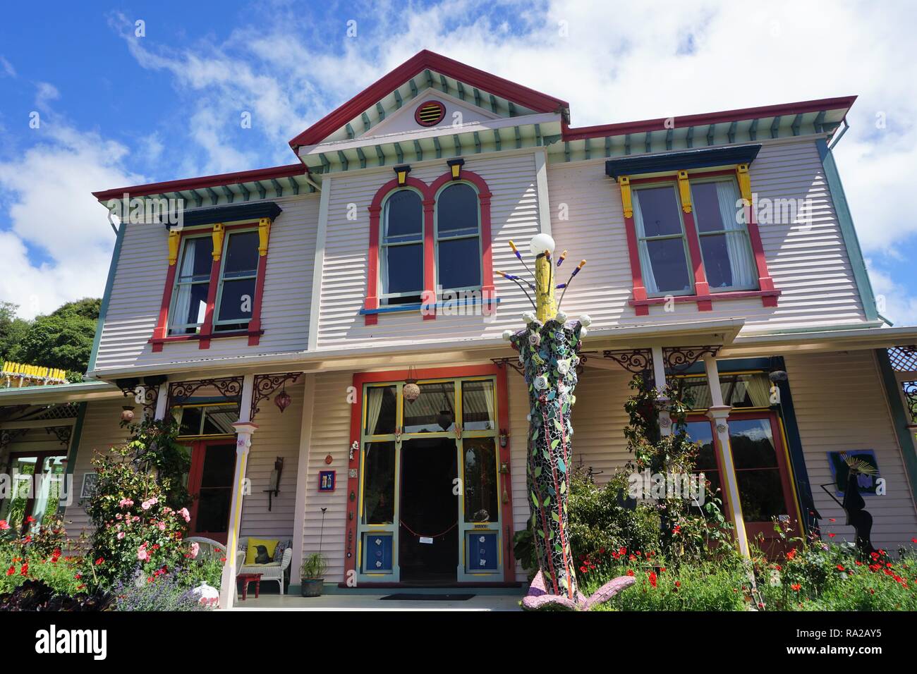 Un incantevole Bed & Breakfast posto in Akaroa, Isola del Sud, Nuova Zelanda Foto Stock