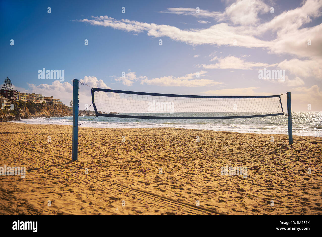 Beach volley net sulla Corona del Mar Spiaggia di stato nei pressi di Los Angeles Foto Stock