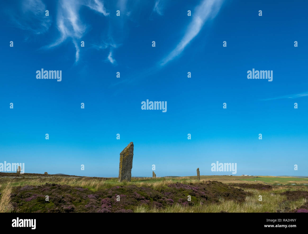 L'anello di Brodgar, un monumento del Neolitico e parte delle Isole Orcadi Neolitiche Sito Patrimonio Mondiale nell'Orkney Islands of Scotland Foto Stock