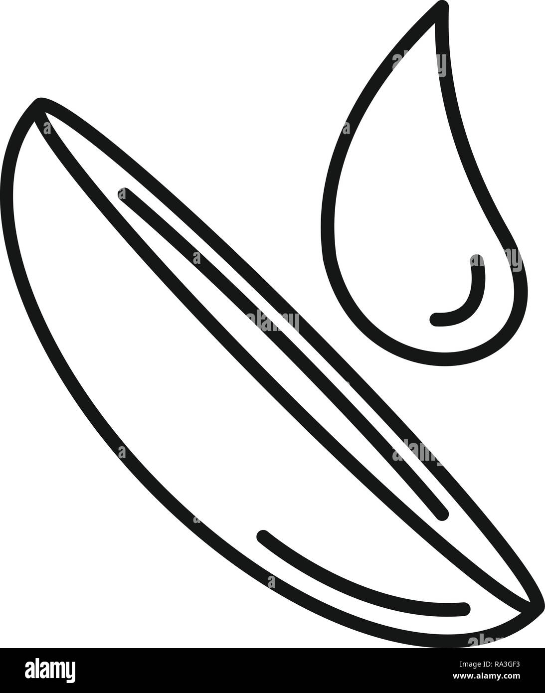 Caduta di lente a contatto e la relativa icona. Caduta di contorno della lente a contatto icona vettoriali per il web design isolato su sfondo bianco Illustrazione Vettoriale