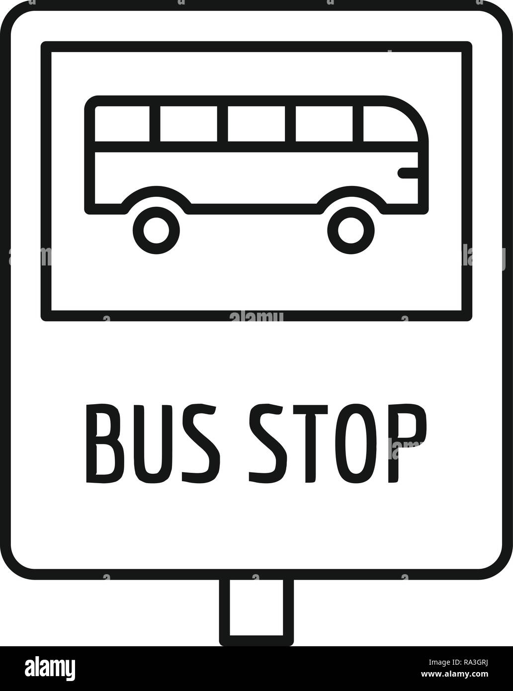 Fermata bus segno di traffico e la relativa icona. Delineare fermata bus segnaletica icona vettoriali per il web design isolato su sfondo bianco Immagine e Vettoriale - Alamy