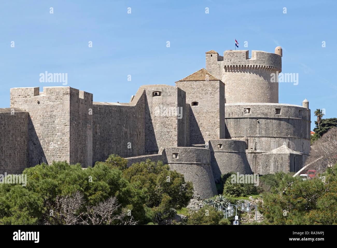Minceta Fort, mura, città vecchia, Dubrovnik, Croazia Foto Stock