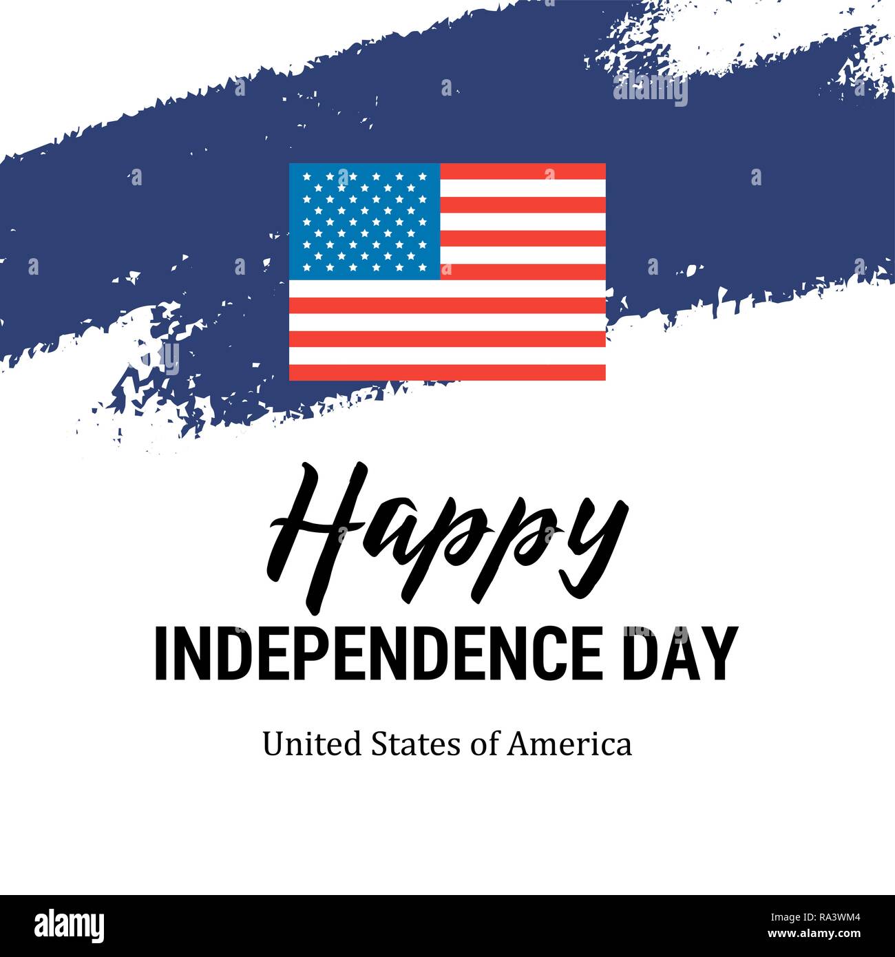 Giorno di indipendenza card con bandiera degli Stati Uniti. Vettore piano quarto patriottica di luglio illustrazione card Illustrazione Vettoriale