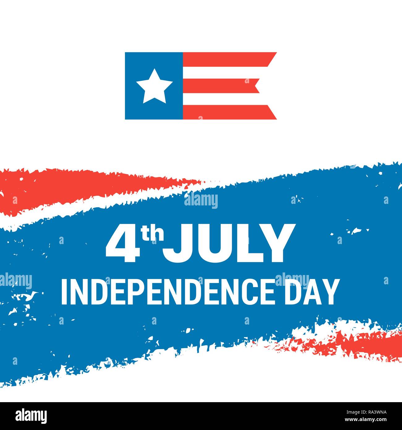 Giorno di indipendenza card con bandiera americana. Vettore piano quarto patriottica di luglio illustrazione card Illustrazione Vettoriale